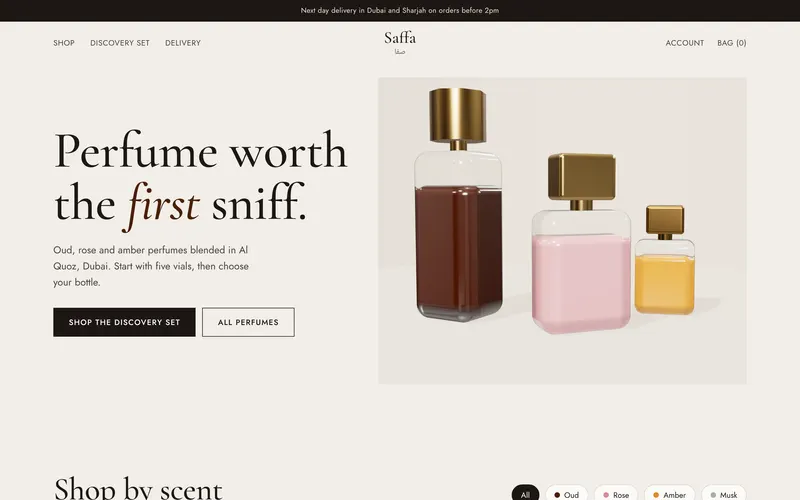 Saffa Perfumery, a e-commerce store we built