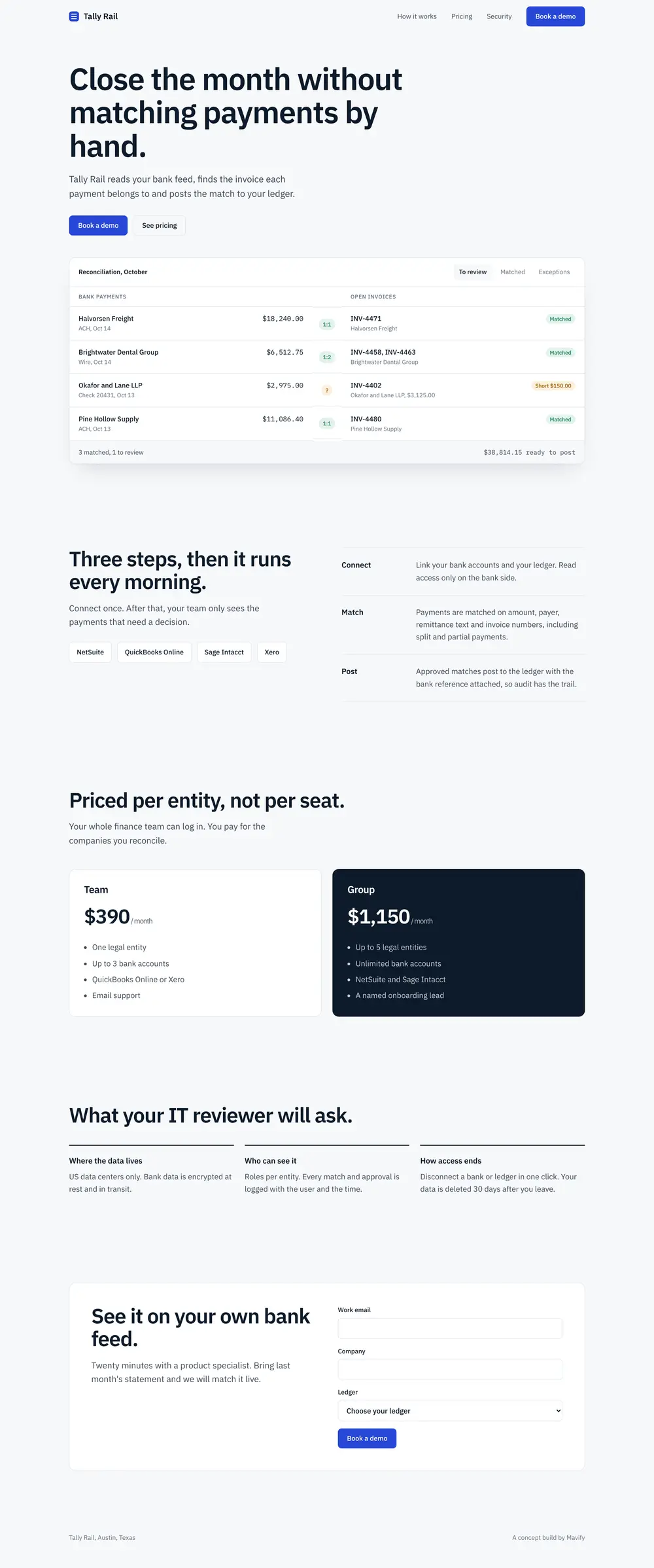 Tally Rail: Price on the page